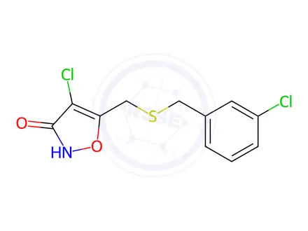 Chemical structure of 4-Chloro-5-(((3-chlorobenzyl)thio)methyl)isoxazol-3(2H)-one