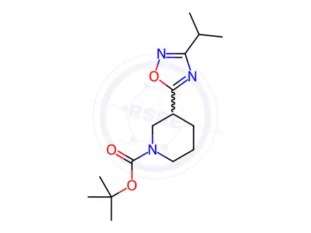Chemical structure of 1-Boc-3-(3-isopropyl-1,2,4-oxadiazol-5-YL)piperidine