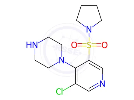 Chemical structure of 1-(3-Chloro-5-(pyrrolidin-1-ylsulfonyl)pyridin-4-yl)piperazine
