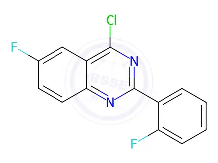 Chemical structure of 4-Chloro-6-fluoro-2-(2-fluorophenyl)quinazoline