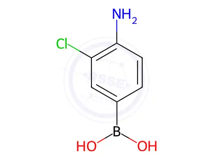 Chemical structure of (4-Amino-3-chlorophenyl)boronic acid