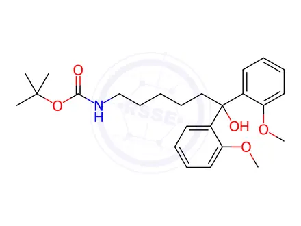 Chemical structure of tert-Butyl 6-hydroxy-6,6-bis(2-methoxyphenyl)hexylcarbamate