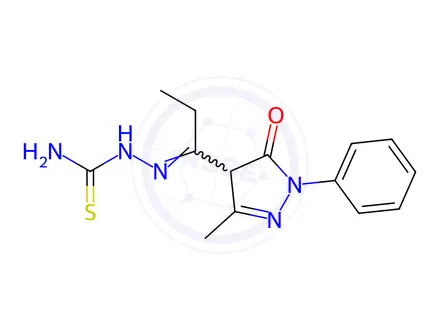 Chemical structure of [(Z)-[1-(3-Methyl-5-oxo-1-phenyl-4,5-dihydro-1H-pyrazol-4-yl)propylidene]amino]thiourea