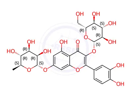 Chemical structure of 3-(β-D-Glucopyranosyloxy)-7-(α-L-rhamnopyranosyloxy)-3',4',5-trihydroxyflavone