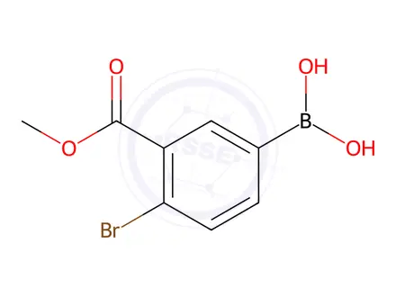 Chemical structure of 4-Bromo-3-(methoxycarbonyl)phenylboronic acid