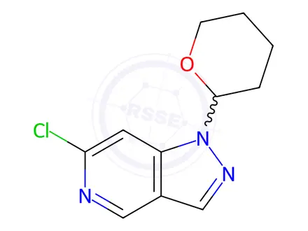 Chemical structure of 6-chloro-1-(tetrahydro-2H-pyran-2-yl)-1H-pyrazolo[4,3-c]pyridine
