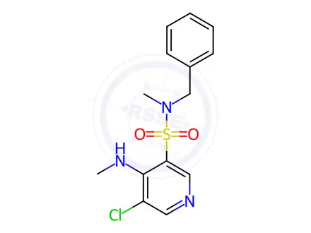 Chemical structure of N-benzyl-5-chloro-N-methyl-4-(methylamino)pyridine-3-sulfonamide