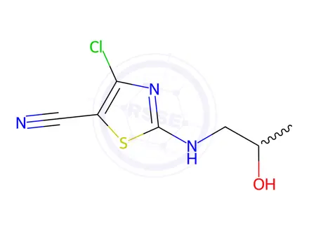 Chemical structure of 4-Chloro-2-((2-hydroxypropyl)amino)thiazole-5-carbonitrile