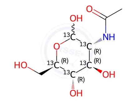 Chemical structure of N-acetyl-D-[UL-13C6]glucosamine