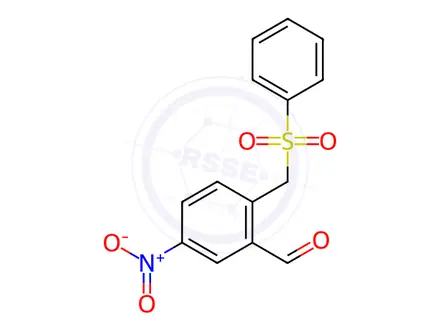 Chemical structure of Benzaldehyde,5-nitro-2-[(phenylsulfonyl)methyl]
