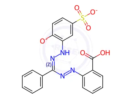 Chemical structure of disodium 2-[1-(2-hydroxy-5-sulphonatophenyl)-3-phenyl-5-formazano]benzoate
