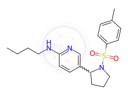 Chemical structure of N-butyl-5-(1-tosylpyrrolidin-2-yl)pyridin-2-amine