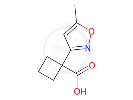 Chemical structure of 1-(5-Methylisoxazol-3-yl)cyclobutane-1-carboxylic acid