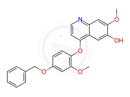 Chemical structure of 4-(4-(Benzyloxy)-2-methoxyphenoxy)-7-methoxyquinolin-6-ol