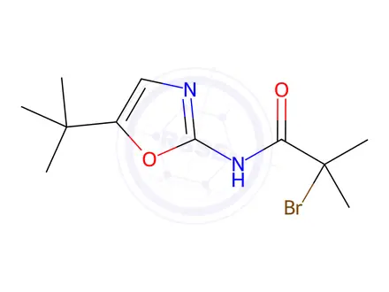 Chemical structure of 2-Bromo-N-(5-(tert-butyl)oxazol-2-yl)-2-methylpropanamide