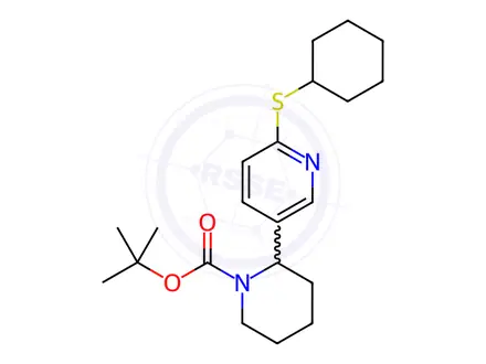 Chemical structure of tert-Butyl 2-(6-(cyclohexylthio)pyridin-3-yl)piperidine-1-carboxylate