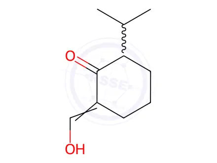 Chemical structure of Cyclohexanone, 2-(hydroxymethylene)-6-(1-methylethyl)-(9CI)