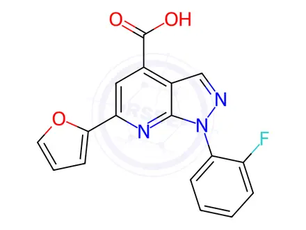Chemical structure of 1-(2-Fluorophenyl)-6-(furan-2-yl)-1h-pyrazolo[3,4-b]pyridine-4-carboxylic acid