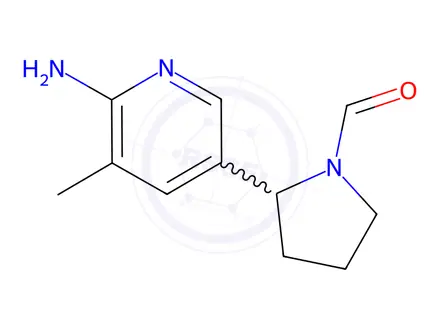 Chemical structure of 2-(6-Amino-5-methylpyridin-3-yl)pyrrolidine-1-carbaldehyde