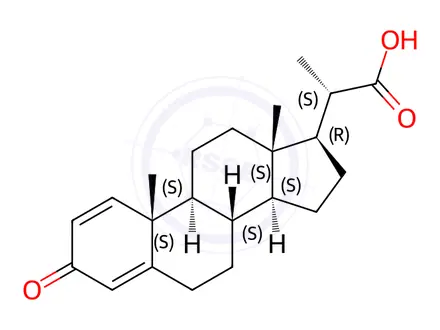 Chemical structure of 20-carboxy-1,4-pregnadien-3-one