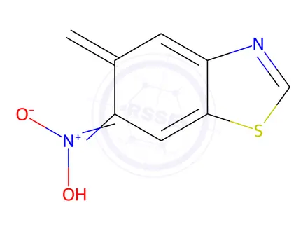 Chemical structure of Benzothiazole, 5,6-dihydro-5-methylene-6-aci-nitro-(9CI)