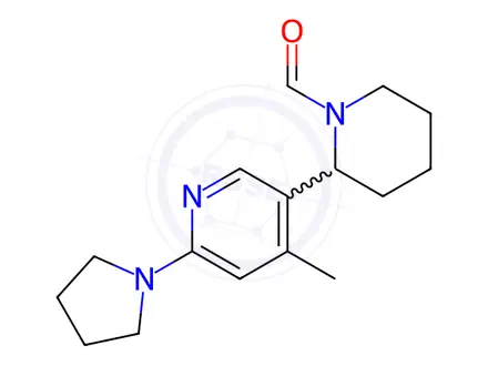Chemical structure of 2-(4-Methyl-6-(pyrrolidin-1-yl)pyridin-3-yl)piperidine-1-carbaldehyde