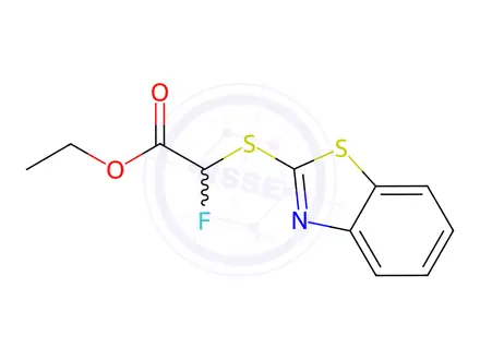 Chemical structure of Acetic acid, 2-(2-benzothiazolylthio)-2-fluoro-, ethyl ester