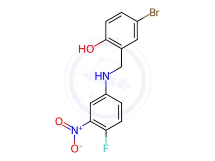 Chemical structure of 4-Bromo-2-[(4-fluoro-3-nitroanilino)methyl]benzenol