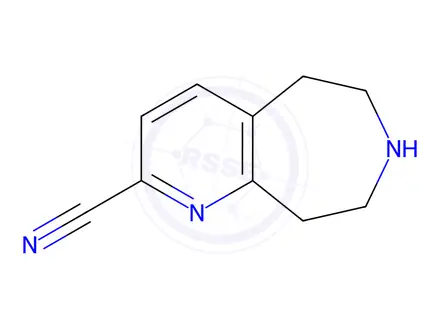 Chemical structure of 5H,6H,7H,8H,9H-pyrido[2,3-d]azepine-2-carbonitrile dihydrochloride