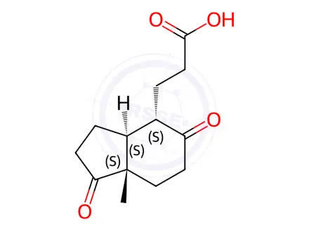 Chemical structure of 1,5-Dioxo-7aβ-methyl-3aα-hexahydroindane-4α-propionic Acid