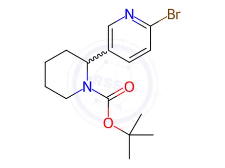 Chemical structure of tert-Butyl 2-(6-bromopyridin-3-yl)piperidine-1-carboxylate