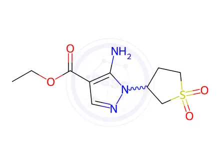 Chemical structure of ethyl 5-amino-1-(1,1-dioxidotetrahydrothiophen-3-yl)-1H-pyrazole-4-carboxylate