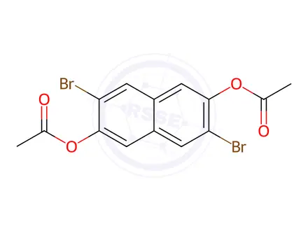 Chemical structure of 3,7-Dibromonaphthalene-2,6-diyl Diacetate