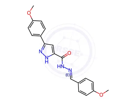 Chemical structure of (E)-N-(4-methoxybenzylidene)-3-(4-methoxyphenyl)-1H-pyrazole-5-carbohydrazide