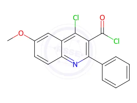 Chemical structure of 4-Chloro-6-methoxy-2-phenylquinoline-3-carbonyl chloride