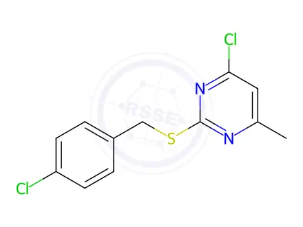 Chemical structure of 4-Chloro-2-((4-chlorobenzyl)thio)-6-methylpyrimidine