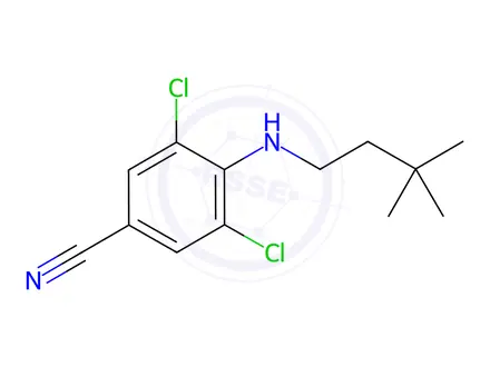 Chemical structure of Benzonitrile, 3,5-dichloro-4-[(3,3-dimethylbutyl)amino]-