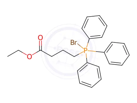 Chemical structure of Butanoic acid, 4-(bromotriphenylphosphoranyl)-, ethyl ester