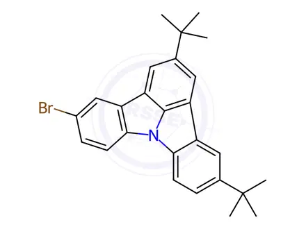 Chemical structure of Indolo[3,2,1-jk]carbazole, 5-bromo-2,11-bis(1,1-dimethylethyl)-
