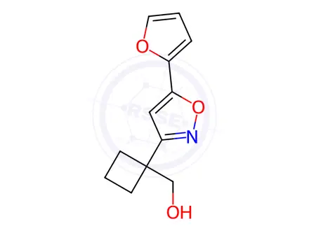 Chemical structure of (1-(5-(Furan-2-yl)isoxazol-3-yl)cyclobutyl)methanol