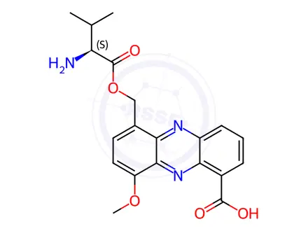 Chemical structure of L-Valine, (6-carboxy-4-methoxy-1-phenazinyl)methyl ester