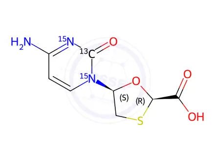 Chemical structure of rac Lamivudine Acid-13C,15N2