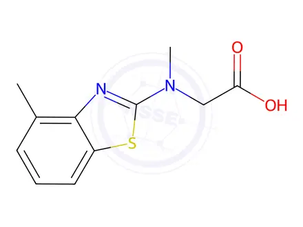 Chemical structure of n-methyl-n-(4-methyl-1,3-benzothiazol-2-yl)glycine