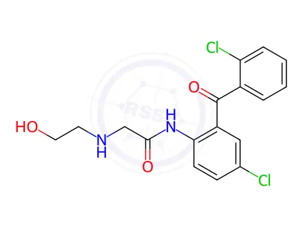 Chemical structure of N-[4-Chloro-2-(2-chlorobenzoyl)phenyl]-2-[(2-hydroxyethyl)amino]acetamide