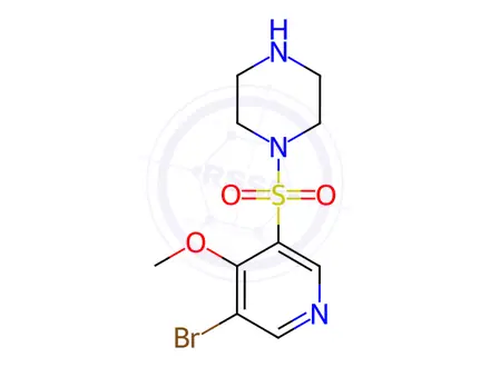 Chemical structure of 1-((5-Bromo-4-methoxypyridin-3-yl)sulfonyl)piperazine
