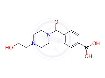 Chemical structure of (4-(4-(2-Hydroxyethyl)piperazine-1-carbonyl)phenyl)boronic acid hydrochloride