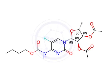 Chemical structure of Cytidine,N-(butoxycarbonyl)-5'-deoxy-5-fluoro-2',3'-diacetattte