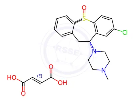 Chemical structure of Piperazine, 1-(8-chloro-10,11-dihydrodibenzo(b,f)thiepin-10-yl)-4-meth yl-, S-oxide, (Z)-2-butenedioate (1:1)