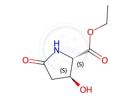 Chemical structure of Proline, 3-hydroxy-5-oxo-, ethyl ester, trans-(8CI,9CI)