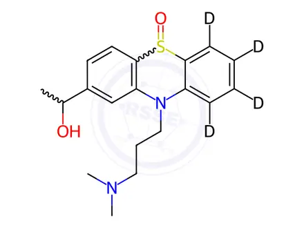 Chemical structure of 2-(1-Hydroxyethyl) Promazine-d4 Sulfoxide